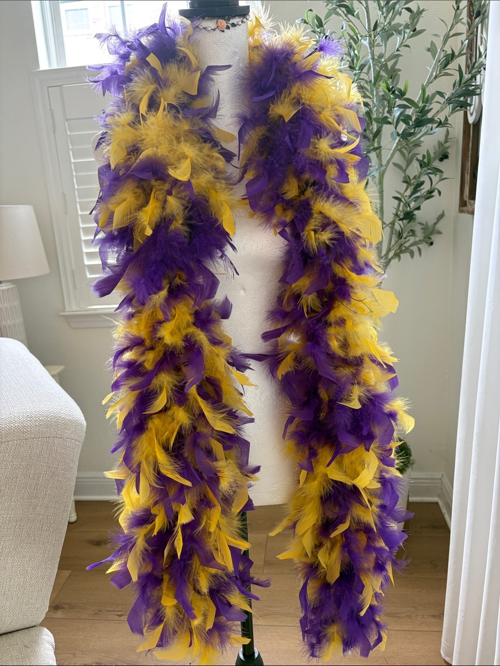 Purple and Yellow Feather Boa